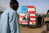 Paintings on the back of vehicles in Ivory Coast