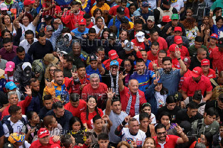 Government supporters participate in a march in support of Venezuelan President Nicolas Maduro?s victory in the July 28 elections, in Caracas