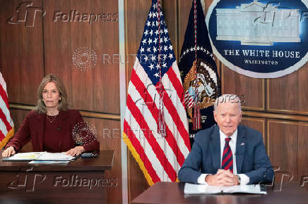 U.S. President Joe Biden receives a briefing on preparations for Hurrican Milton at the White House