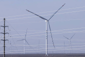 A general view of a Taiyuan New Energy Co wind farm, during an organised media tour, in Jiuquan