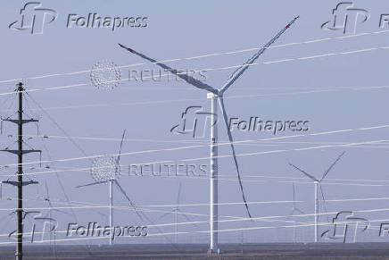 A general view of a Taiyuan New Energy Co wind farm, during an organised media tour, in Jiuquan