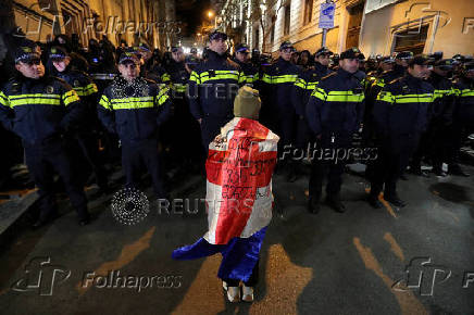 Protest against the results of a parliamentary election on the eve of the new parliament's first session, in Tbilisi