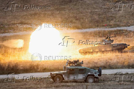 Slovenian military conducts a live fire drill, in Postojna