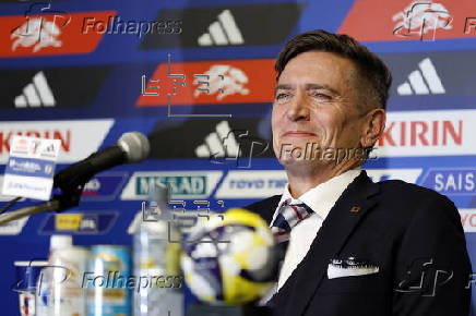 Japan's new women's national soccer team coach Nils Nielsen press conference in Tokyo