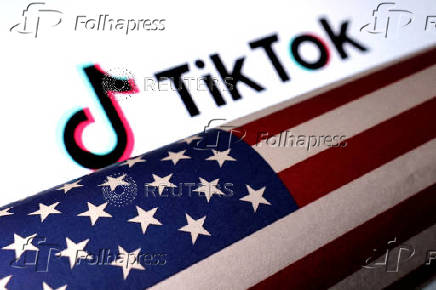 FILE PHOTO: Illustration shows U.S. flag and TikTok logo