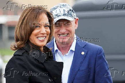 Democratic presidential nominee and U.S. VP Kamala Harris visits US-Mexico border