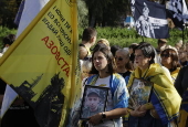 Ukrainians take part in procession for the 'Day of Defenders of Ukraine' in Kyiv