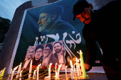 Condolences over the deaths of Iran's President Ebrahim Raisi and others, outside the Iranian embassy, in Baghdad