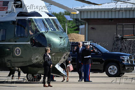 U.S. President Joe Biden boards Marine One as he departs for Washington from the Delaware Air National Guard Base in New Castle