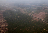 An aerial view shows the River Nile valley