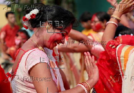 Immersion of idols on the last day of Durga Puja festival in India