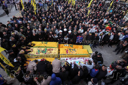 Funeral of Hezbollah fighters who were killed during hostilities with Israeli forces, in Maarakeh