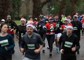 Santa run at Battersea Park in London