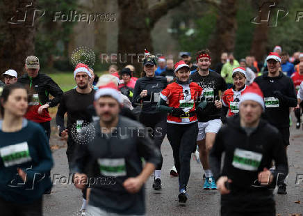 Santa run at Battersea Park in London