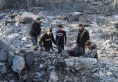 Aftermath of an Israeli strike in Deir Al-Balah