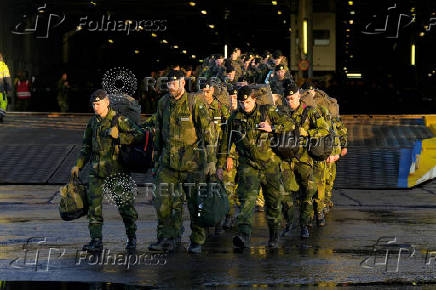 Swedish troops of NATO Multinational Brigade Latvia arrive in Riga port