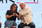 O presidente Lula e a primeira-dama Janja no Sindicato dos Metalrgicos do ABC