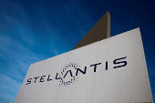 FILE PHOTO: FILE PHOTO: The logo of Stellantis is seen on the company's building in Velizy-Villacoublay near Paris