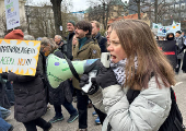 Greta Thunberg attends the Fridays for Future climate strike in Stockholm