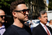 Singer Justin Timberlake arrives to appear in court in Sag Harbor, New York