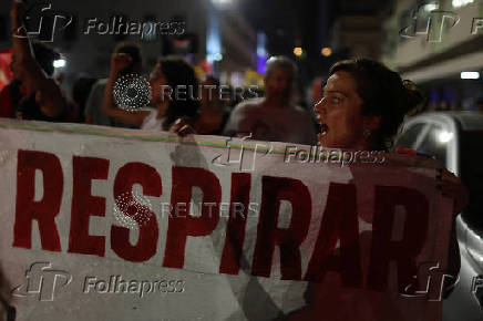 Activists attend the global Fridays for Future climate demonstration in Rio de Janeiro