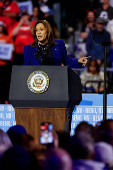 Democratic presidential nominee U.S. Vice President Kamala Harris attends a campaign rally in Reno