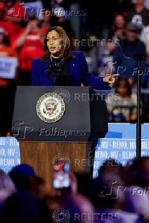 Democratic presidential nominee U.S. Vice President Kamala Harris attends a campaign rally in Reno