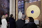 French President Macron visits Notre-Dame in Paris