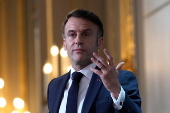 French President Macron receives French ambassadors at Elysee