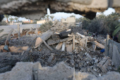 Aftermath of an Israeli strike on a house in Deir Al-Balah in the central Gaza Strip