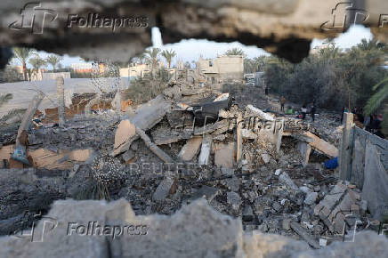 Aftermath of an Israeli strike on a house in Deir Al-Balah in the central Gaza Strip