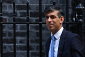 British PM Sunak walks outside Number 10 Downing Street in London