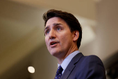 Canada's Prime Minister Justin Trudeau takes part in a press conference on Parliament Hill in Ottawa