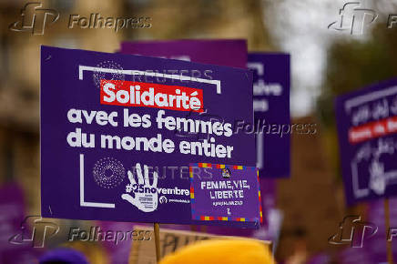 Protest to mark the International Day for Elimination of Violence Against Women, in Paris