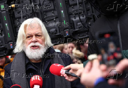 Anti-whaling environmental activist Paul Watson attends a press conference in Paris