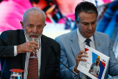 O presidente Lula e o ministro Camilo Santana (Educao) em reunio, no Planalto 