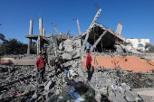 Aftermath of an Israeli strike on a house, in Deir Al-Balah in the central Gaza Strip