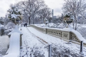 Neve  vista acumulada no Central Park em Nova York