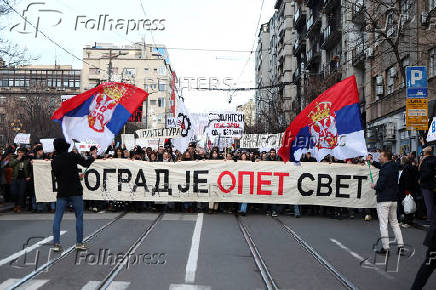 Anti-government protest following the Novi Sad railway station disaster, in Belgrade