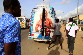 Paintings on the back of vehicles in Ivory Coast