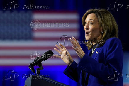 Democratic presidential nominee U.S. Vice President Kamala Harris attends a campaign rally in Reno