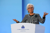 ECB President Christine Lagarde addresses the media in Frankfurt