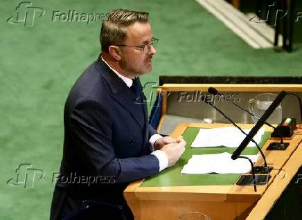 O vice-primeiro-ministro do Luxemburgo, Xavier Bettel, discursa na AGNU 79 em Nova Iorque.