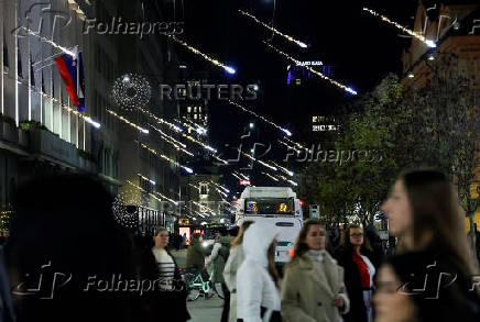 Christmas lights are illuminated in Ljubljana