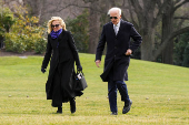 U.S. President Joe Biden arrives on the South Lawn of the White House