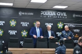 Coletiva de imprensa sobre operao Torniquete na Cidade da Polcia no RJ