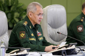 FILE PHOTO: Russian Defence Minister Shoigu chairs a meeting in Moscow