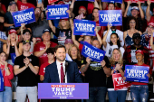 Republican U.S. vice presidential nominee Senator JD Vance rallies in Newtown