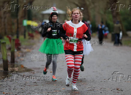 Santa run at Battersea Park in London