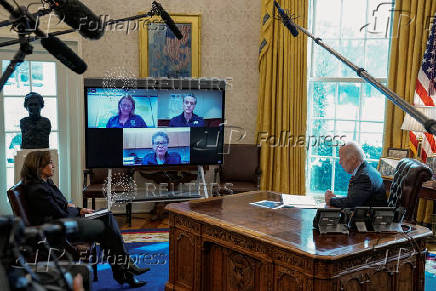 U.S. President Joe Biden attends a briefing on the federal response to the wildfires across Los Angeles